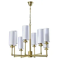 Люстра подвесная 7264+4/C Newport бежевая на 8 ламп, основание латунь в стиле современный Люстра подвесная 7264+4/C Newport бежевая на 8 ламп, основание латунь в стиле современный